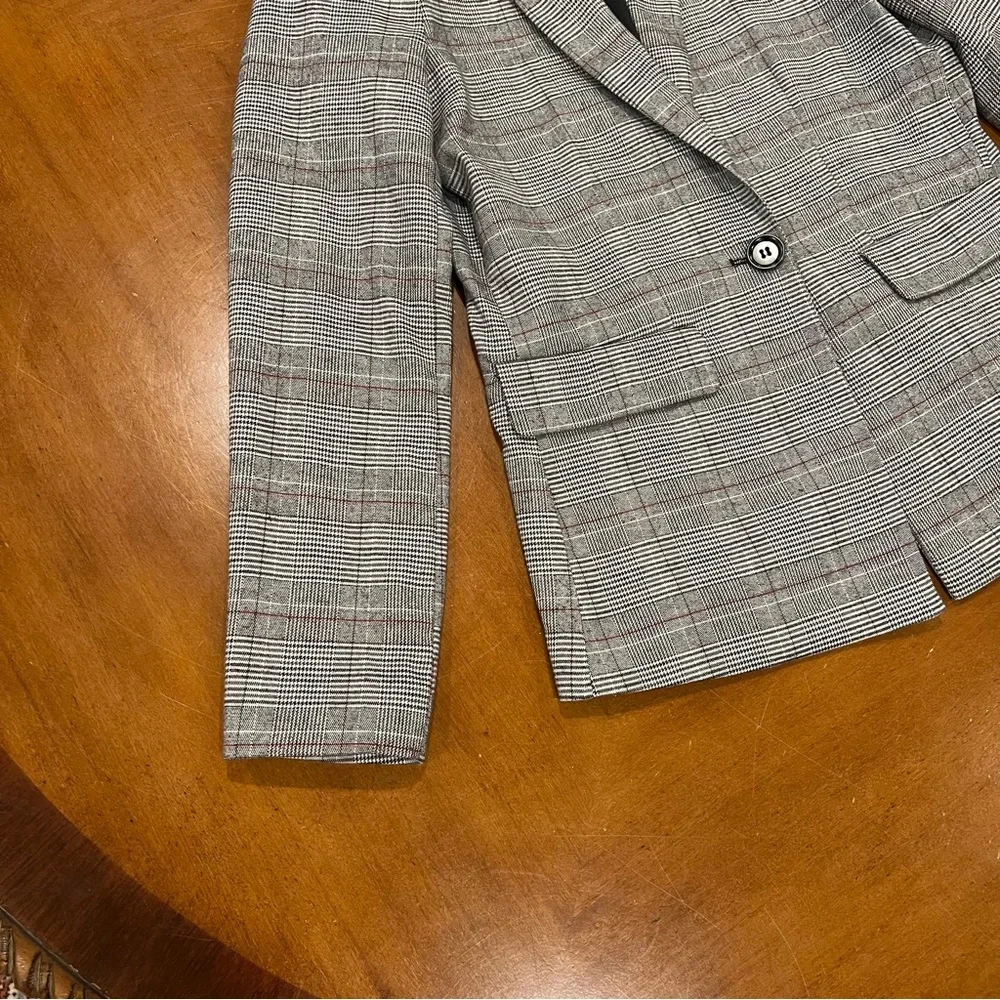 Evereve Dawson Plaid Blazer Grey Multi Small Careerwear Office Button‎ Front